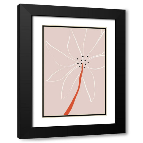 Abstract Flower No 1 Black Modern Wood Framed Art Print with Double Matting by Sawall, Anastasia