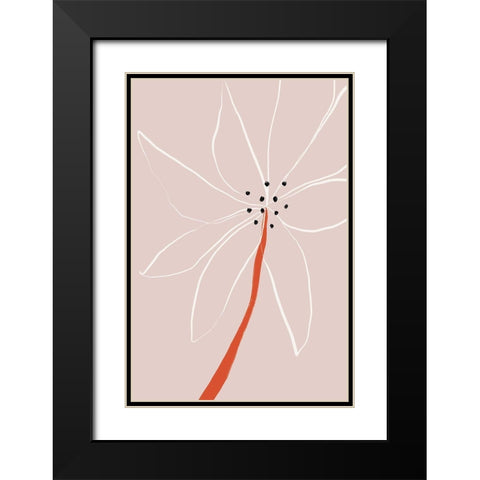 Abstract Flower No 1 Black Modern Wood Framed Art Print with Double Matting by Sawall, Anastasia