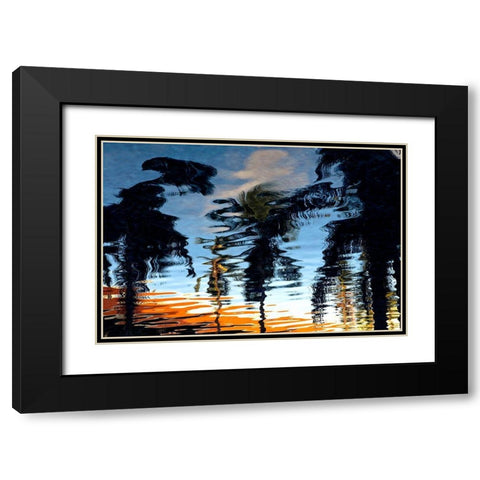 Palm Reflections Black Modern Wood Framed Art Print with Double Matting by Mossholder, Tim