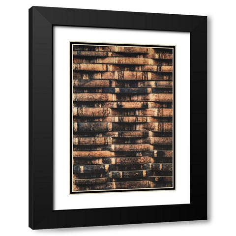 Wine Barrel Slats Black Modern Wood Framed Art Print with Double Matting by Mossholder, Tim