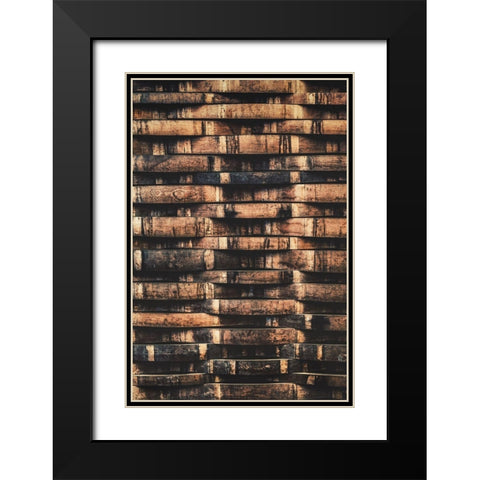 Wine Barrel Slats Black Modern Wood Framed Art Print with Double Matting by Mossholder, Tim