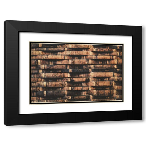 Wine Barrel Slats Black Modern Wood Framed Art Print with Double Matting by Mossholder, Tim