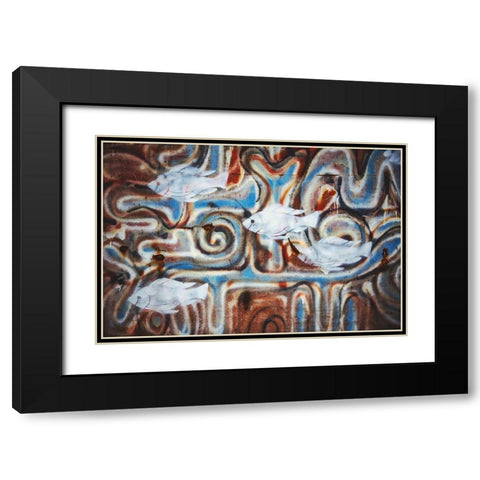 Fishies Black Modern Wood Framed Art Print with Double Matting by Mossholder, Tim