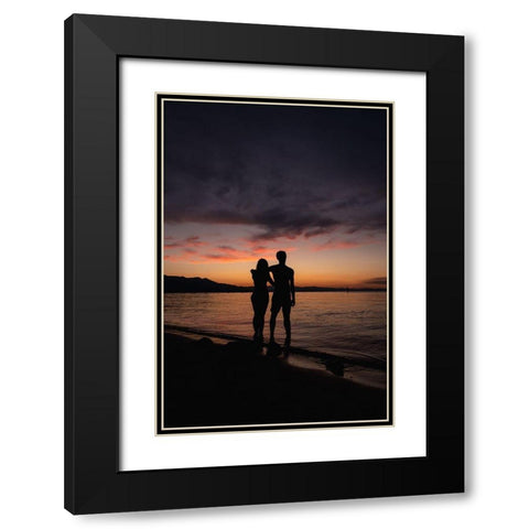 Couple Silhouette Black Modern Wood Framed Art Print with Double Matting by Mossholder, Tim