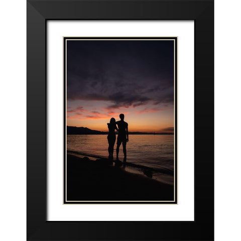 Couple Silhouette Black Modern Wood Framed Art Print with Double Matting by Mossholder, Tim