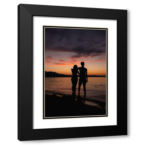 Couple Silhouette Black Modern Wood Framed Art Print with Double Matting by Mossholder, Tim