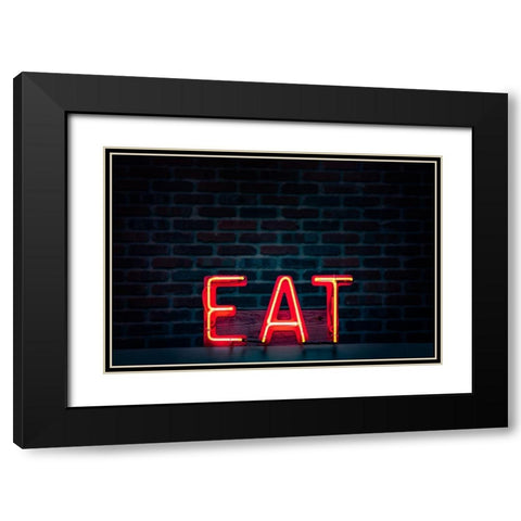 Eat in Neon Black Modern Wood Framed Art Print with Double Matting by Mossholder, Tim
