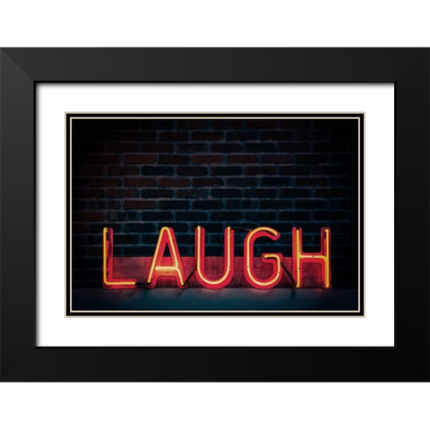 Laugh in Neon Black Modern Wood Framed Art Print with Double Matting by Mossholder, Tim