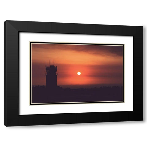 Orange Airport Black Modern Wood Framed Art Print with Double Matting by Mossholder, Tim