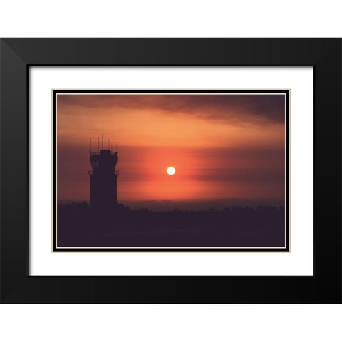 Orange Airport Black Modern Wood Framed Art Print with Double Matting by Mossholder, Tim