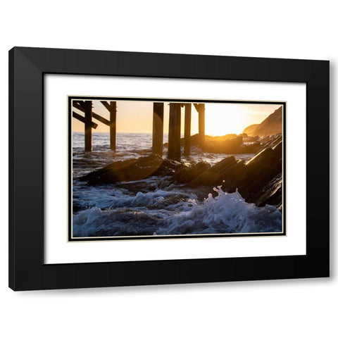 Coast at Sunset Black Modern Wood Framed Art Print with Double Matting by Mossholder, Tim