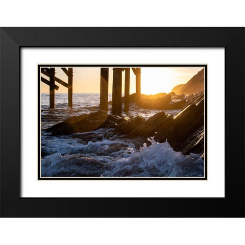 Coast at Sunset Black Modern Wood Framed Art Print with Double Matting by Mossholder, Tim