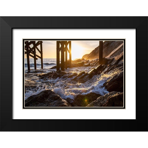 Coast at Sunset Black Modern Wood Framed Art Print with Double Matting by Mossholder, Tim