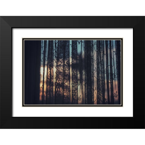 Lace Curtains Black Modern Wood Framed Art Print with Double Matting by Mossholder, Tim