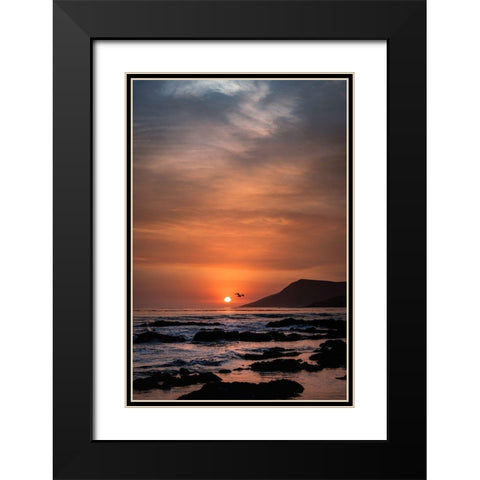 Orange Sunset Black Modern Wood Framed Art Print with Double Matting by Mossholder, Tim