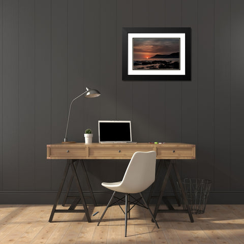 Orange Sunset Black Modern Wood Framed Art Print with Double Matting by Mossholder, Tim