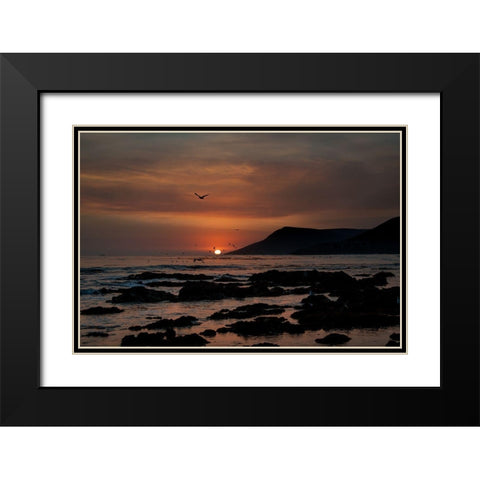 Orange Sunset Black Modern Wood Framed Art Print with Double Matting by Mossholder, Tim