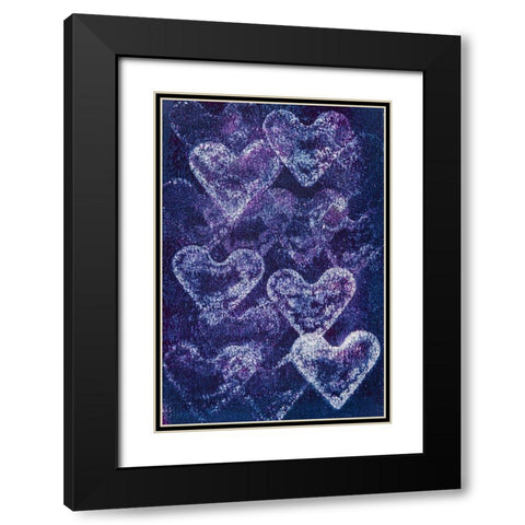 Painted Hearts Black Modern Wood Framed Art Print with Double Matting by Mossholder, Tim