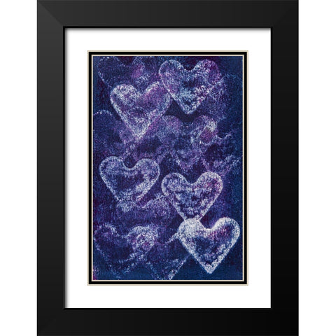 Painted Hearts Black Modern Wood Framed Art Print with Double Matting by Mossholder, Tim