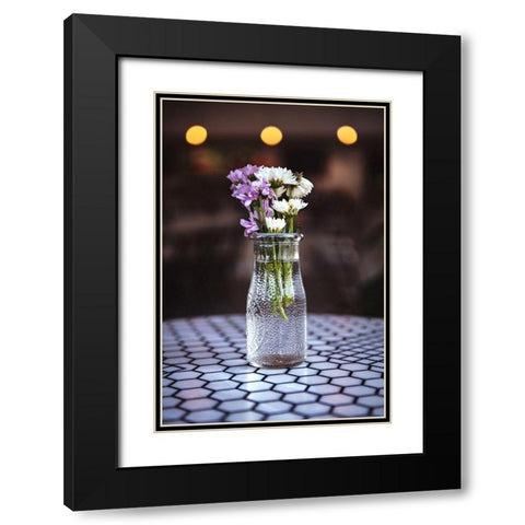 Flowers on Table Black Modern Wood Framed Art Print with Double Matting by Mossholder, Tim