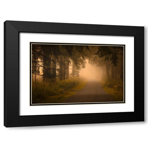 On the way into the fog Black Modern Wood Framed Art Print with Double Matting by Maier, Norbert