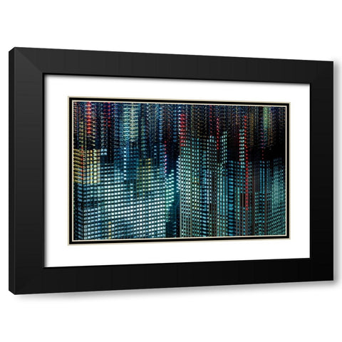 tokyo layers Black Modern Wood Framed Art Print with Double Matting by Makoto, Sasaki