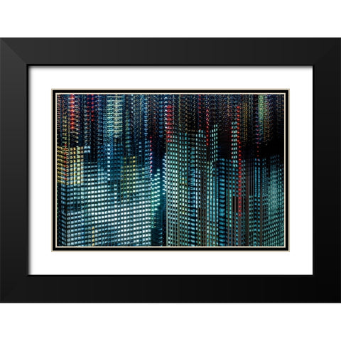 tokyo layers Black Modern Wood Framed Art Print with Double Matting by Makoto, Sasaki