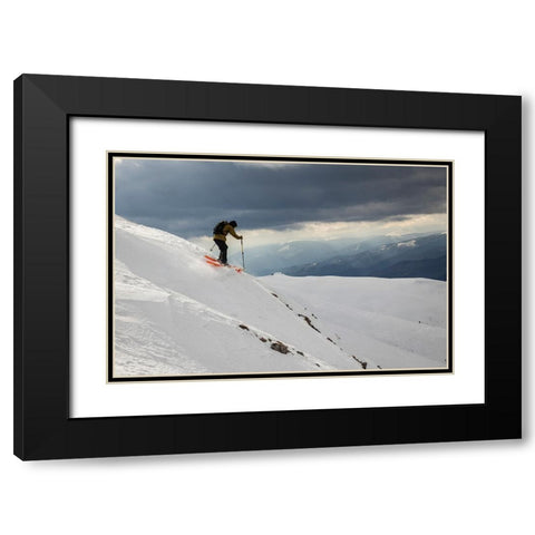 Freeride Ski Black Modern Wood Framed Art Print with Double Matting by Szabo, Attila