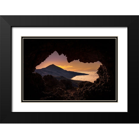 vulcano carve Black Modern Wood Framed Art Print with Double Matting by Inderst, Rainer