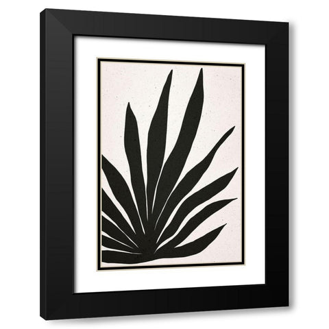 Textured Leaf Black Modern Wood Framed Art Print with Double Matting by Sawall, Anastasia