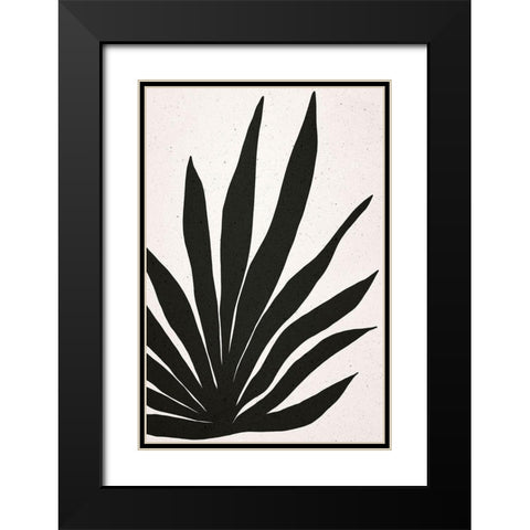 Textured Leaf Black Modern Wood Framed Art Print with Double Matting by Sawall, Anastasia