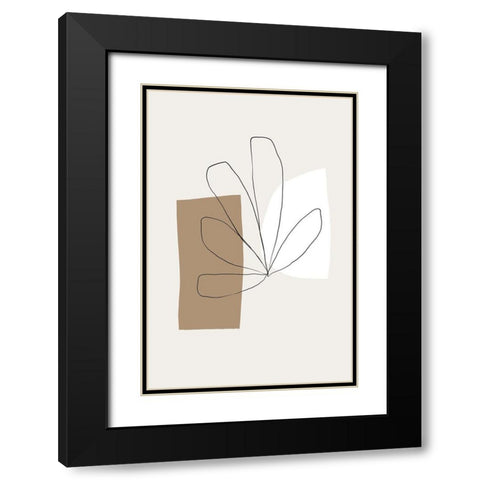 Flower and Shapes Black Modern Wood Framed Art Print with Double Matting by Sawall, Anastasia