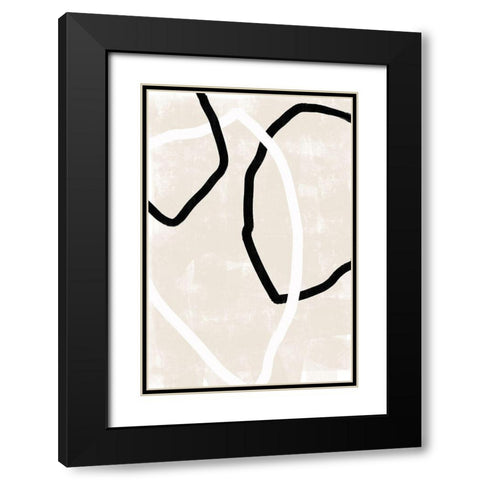 Abstracto Trio Black Modern Wood Framed Art Print with Double Matting by Sawall, Anastasia