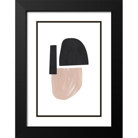 Black and Nude Abstract Shapes Black Modern Wood Framed Art Print with Double Matting by Sawall, Anastasia