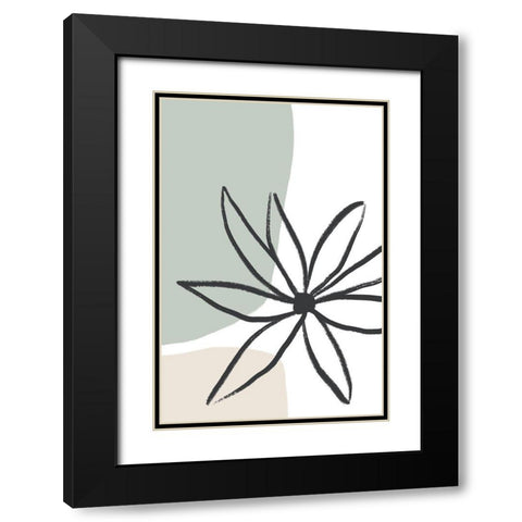 Flower Mint and Cream Black Modern Wood Framed Art Print with Double Matting by Sawall, Anastasia