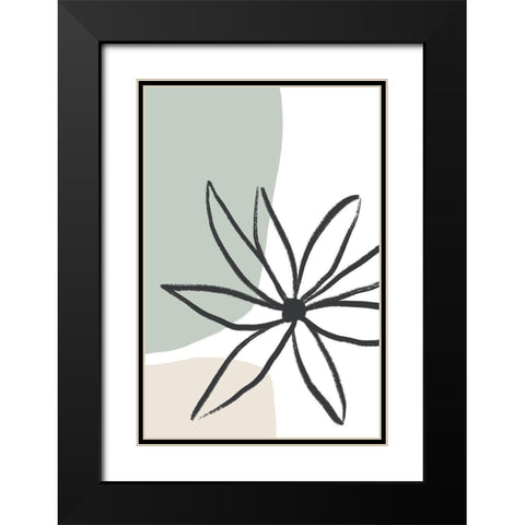Flower Mint and Cream Black Modern Wood Framed Art Print with Double Matting by Sawall, Anastasia