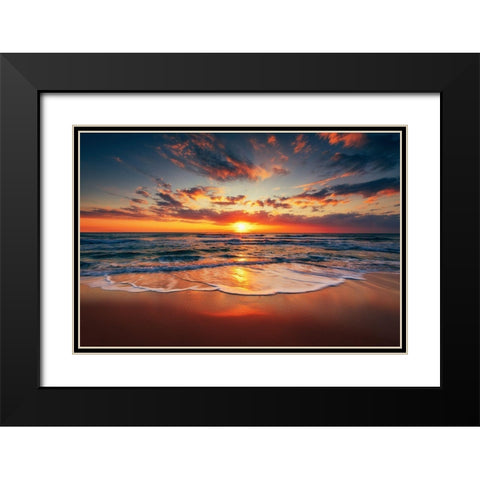 Sunrise on the beach Black Modern Wood Framed Art Print with Double Matting by Valkov, Valentin