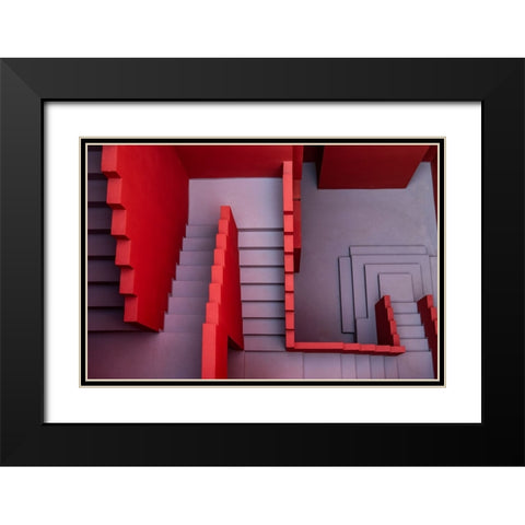 Muralla Roja #16 Black Modern Wood Framed Art Print with Double Matting by Wride, Linda