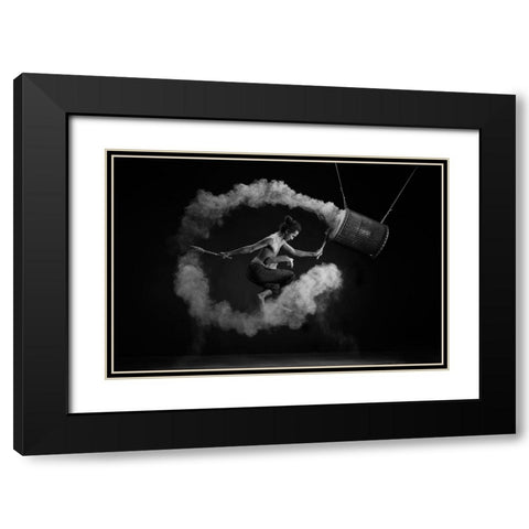 Flying Drum Black Modern Wood Framed Art Print with Double Matting by Widyantini, Rini