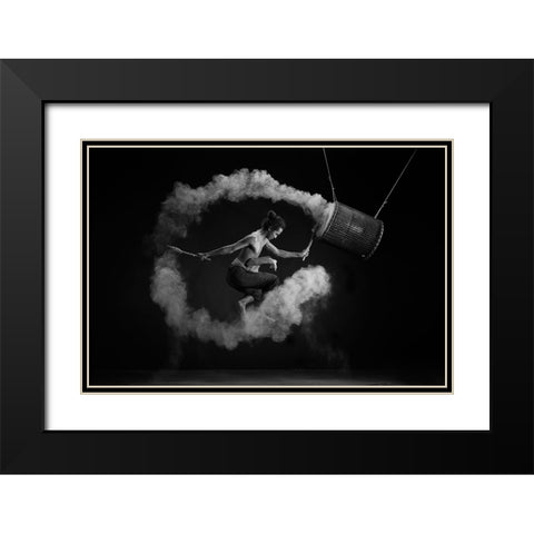 Flying Drum Black Modern Wood Framed Art Print with Double Matting by Widyantini, Rini