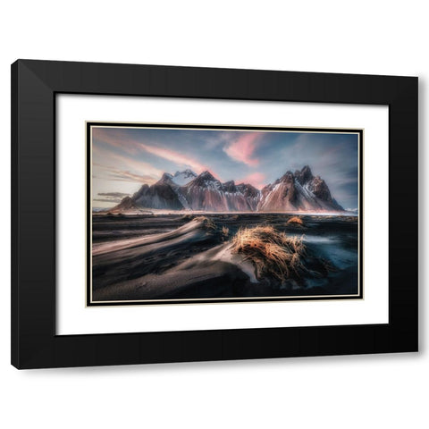 Vestrahorn Black Modern Wood Framed Art Print with Double Matting by Haaksma, Piet