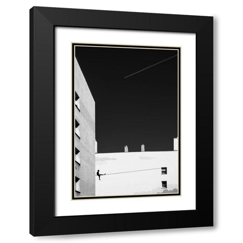 Acrobat. Black Modern Wood Framed Art Print with Double Matting by Niemiec, Anna