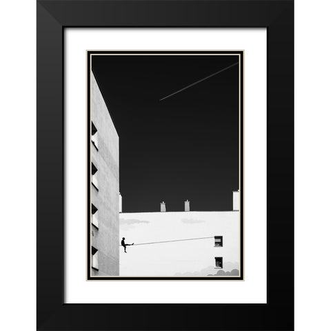 Acrobat. Black Modern Wood Framed Art Print with Double Matting by Niemiec, Anna
