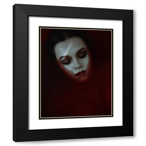 Red Moon Black Modern Wood Framed Art Print with Double Matting by Hasanian, Yasin
