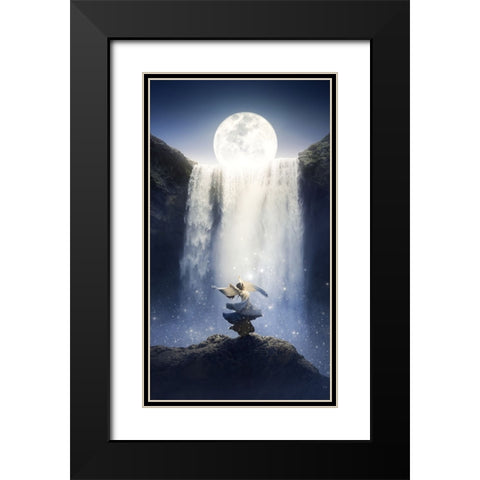 Dance under the moon Black Modern Wood Framed Art Print with Double Matting by Pu, Can