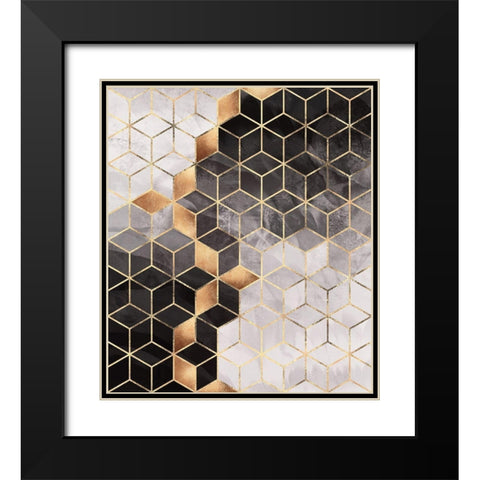 Smoky Cubes Black Modern Wood Framed Art Print with Double Matting by Fredriksson, Elisabeth