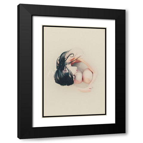 Milky white Black Modern Wood Framed Art Print with Double Matting by Sangan, Kurosaki