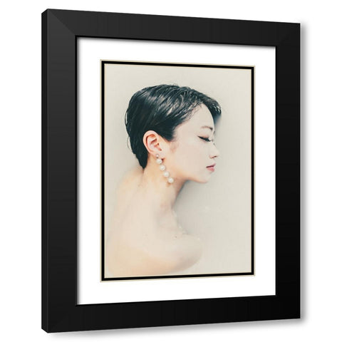 Milky white Black Modern Wood Framed Art Print with Double Matting by Sangan, Kurosaki