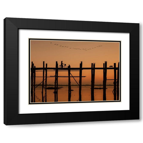 Ubein Bridge Black Modern Wood Framed Art Print with Double Matting by Yilman, Gulsen