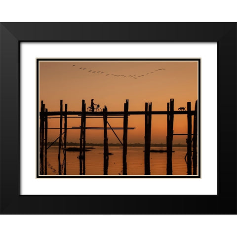 Ubein Bridge Black Modern Wood Framed Art Print with Double Matting by Yilman, Gulsen